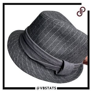 Free Authority Grey Pinstripe Fedora Dress Hat in Size L/XL
